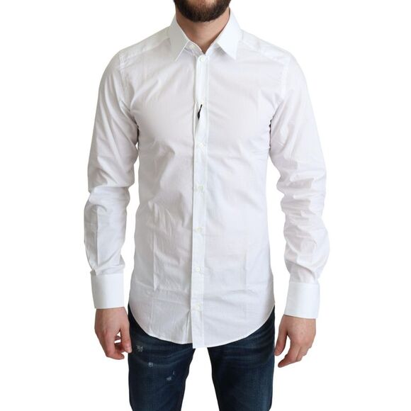 Dolce & Gabbana White Pure Cotton Men Dress Formal Men's Shirt